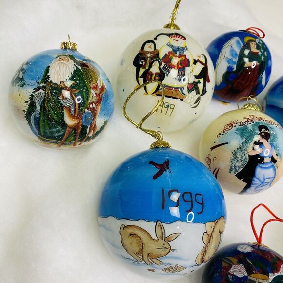 Christmas Holiday Ornaments Glass Inside Art Reversed Hand Painted Peggy Abrams - Picture 4 of 15